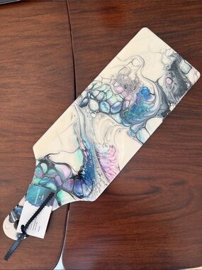 Artistic Cream and Pastel Marble Serving Paddle